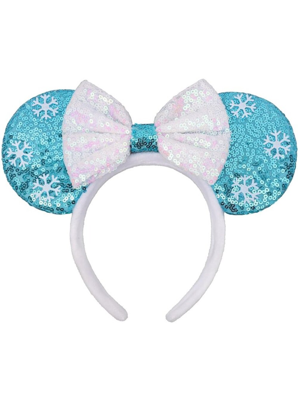 Kids Girls Icy Blue Sequin Bow Mickey Mouse Hair Headband for Cosplay